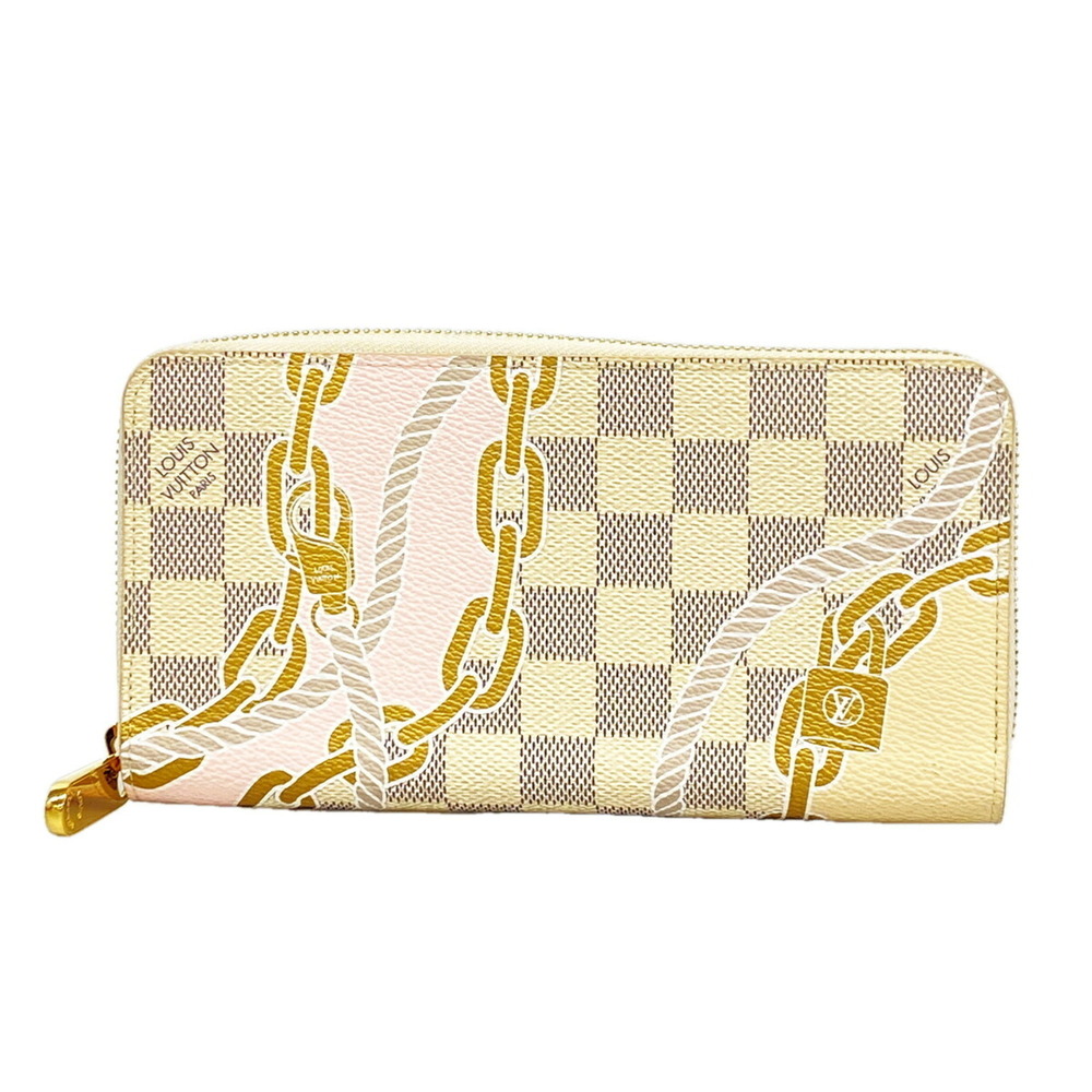 Louis Vuitton Damier Azur Nautical Zippy Wallet N40480 White Women's Long